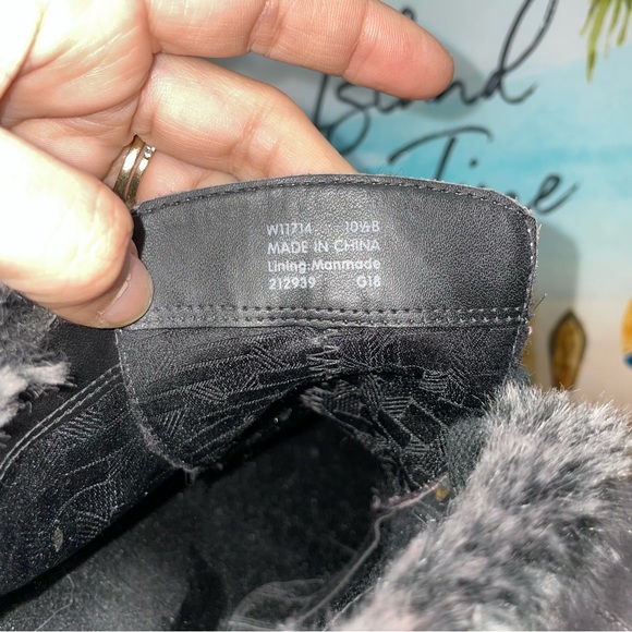 Cole Haan Coralie Wedge Waterproof Suede Gray /Faux Fur Boot Size 10.5B - Picture 11 of 12